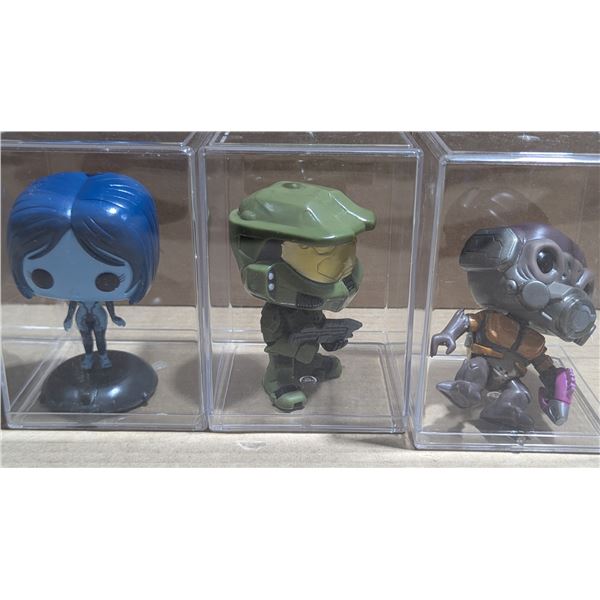 3 Halo Funko Pop! Vinyl Figures w/ Display Cases