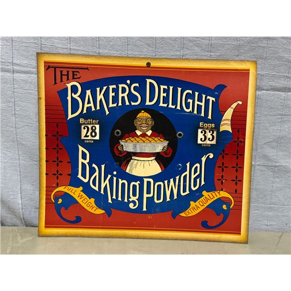 VTG The Baker's Delight Baking Powder Butter & Eggs Sale Price Advertising Sign