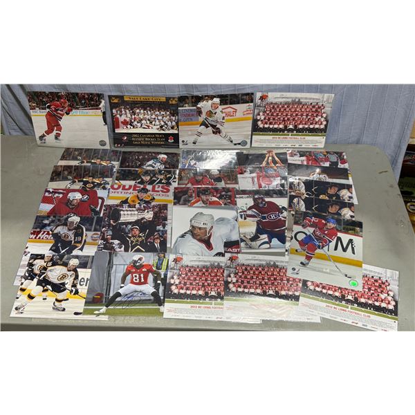 Lot of Assorted Sports Photographs w/ 1 Autographed NFL Photo