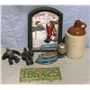 Image 1 : VTG Variety Lot w/ King Kong Figure, Clothes Iron, Crock, License Plate, & More