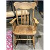 Image 3 : VTG Wooden Rocking Chair, 2 Woven Seat Chairs, & Outdoor Rug