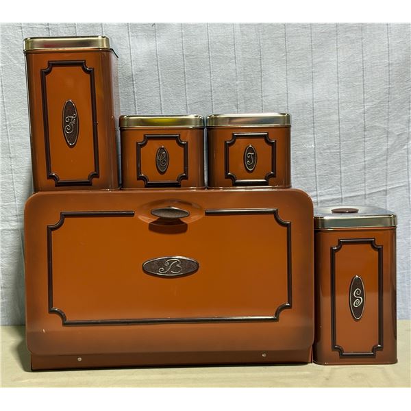 Lot of VTG Kitchen Cannisters & Breadbox