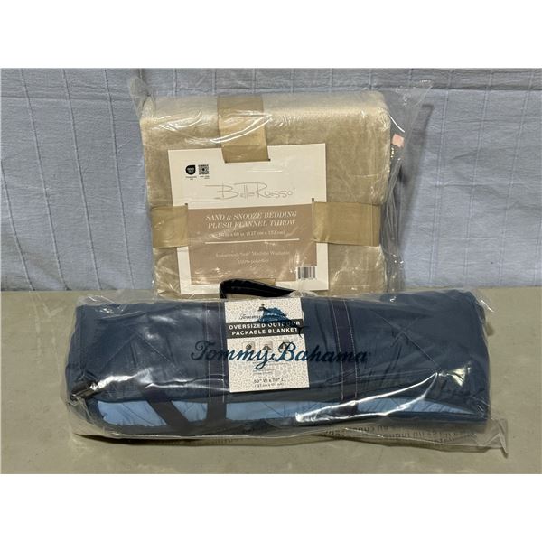 Bella Russo Plush Flannel Throw & Tommy Bahama Outdoor Blanket