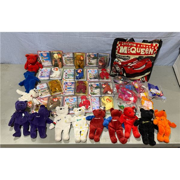 Lot of Assorted Ty Beanie Babies & Cars Tote