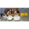 Image 1 : Lot of Assorted VHSs, Corning Ware, & Plastic Kitchen Cannisters