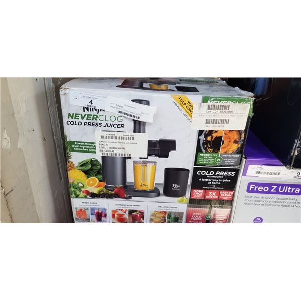 NINJA NEVER CLOG COLD PRESS JUICER - TESTED WORKING, RETAIL $179