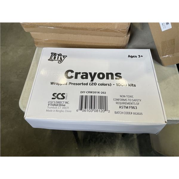 CASE OF 1000 WRAPED CRAYONS, 20 COLORS