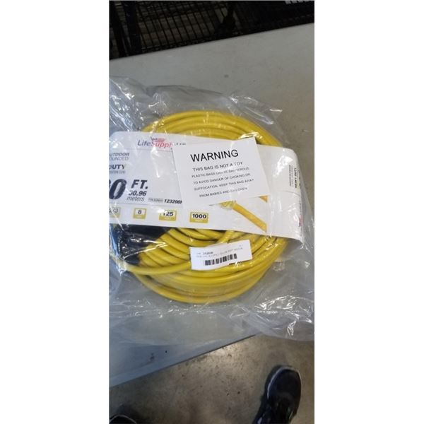 NEW LIFE SUPPLY YELLOW 200FT INDOOR OUTDOR HEAVY DUTY LIGHTED 3 WIRE GROUNDED EXTENSION CORD, 12 AWG