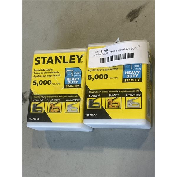 2 NEW PACKS STANLEY 3/8" HEAVY DUTY STAPLES, 10,000 TOTAL