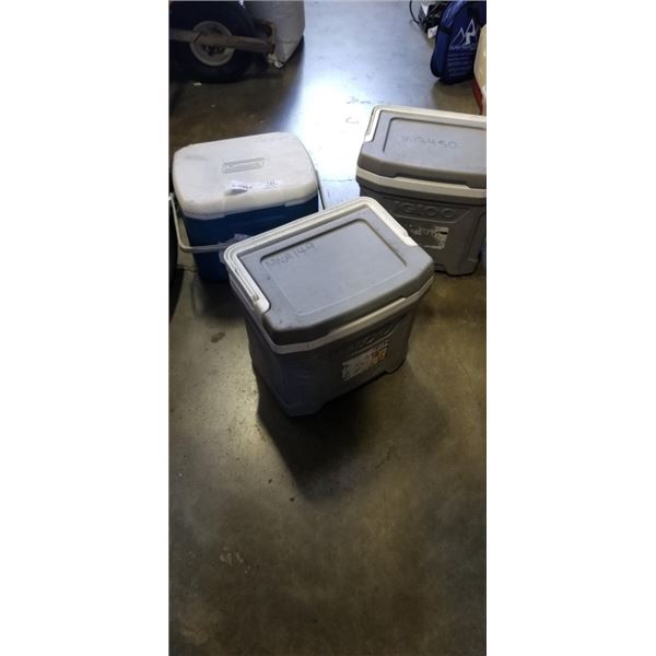 2 IGLOO COOLERS AND COLEMAN COOLER