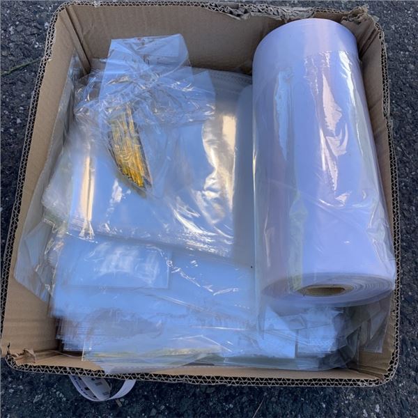 BOX OF BAGS AND ROLL OF BAGS