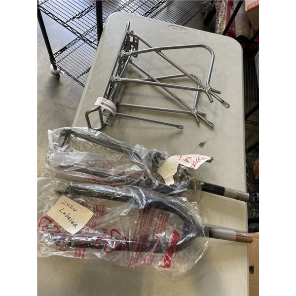2 BIKE FORKS AND BACK WHEEL RACK