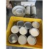 Image 1 : ASSORTED METAL STORAGE CANNISTERS, AIR TANK, ABS PLASTIC ENDS, LARGE ONE IS 14 INCH AND SET OF MANN 