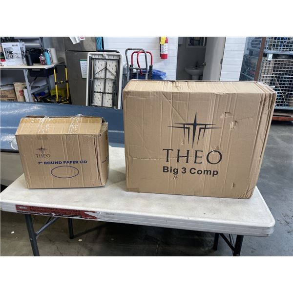 CASE OF THEO 3 COMPARTMENT CONTAINERS AND PAPER LIDS