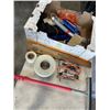 Image 1 : TRAY OF TOOLS INCLUDING BLACK & DECKER JIG SAW, LEVEL, SHOP TOOLS