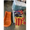 Image 1 : SLED, 2 LIFE JACKETS, AND COLEMAN COOLER