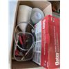 Image 1 : NEW WASHING MACHINE OUTLET BOX, TAPE ROLLS, FUNNELS, ETC
