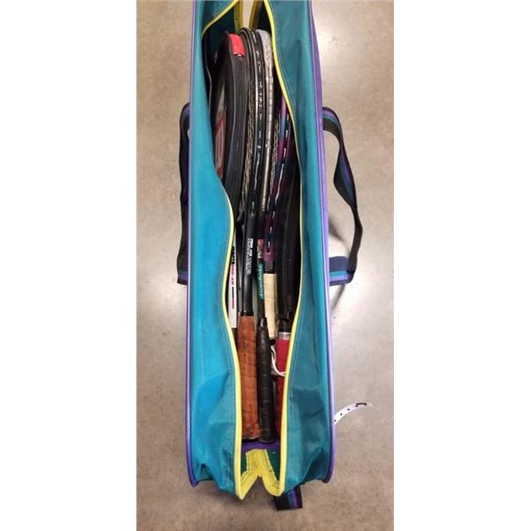 CASE OF ASSORTED RACQUETS, AND GOLF SHOES