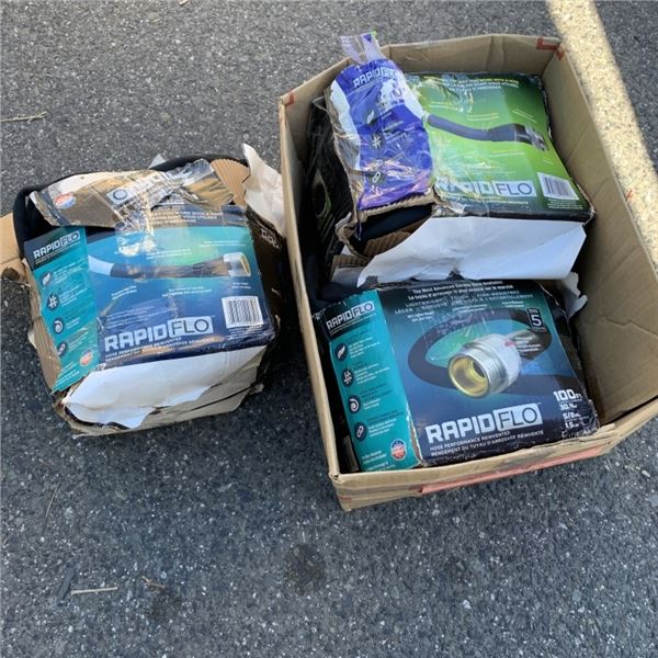 BOX OF 3 GARDEN HOSES RAPIDFLO AND MORE STORE RETURNS