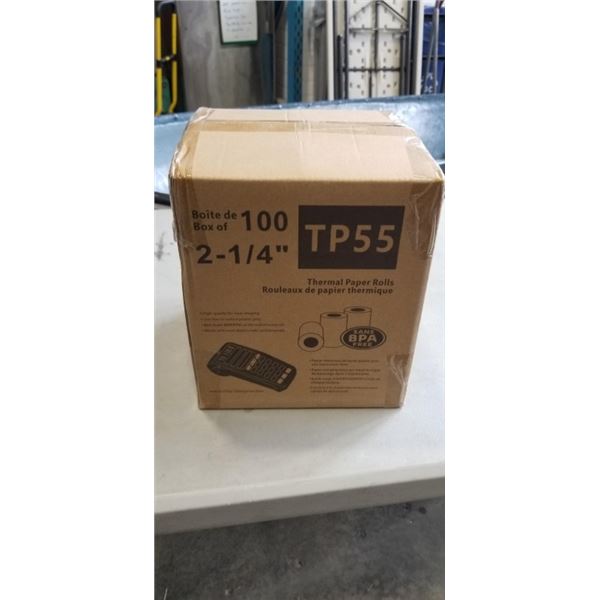 NEW CASE OF 100 2-1/4 INCH THERMAL PAPER ROLLS MODEL TP55