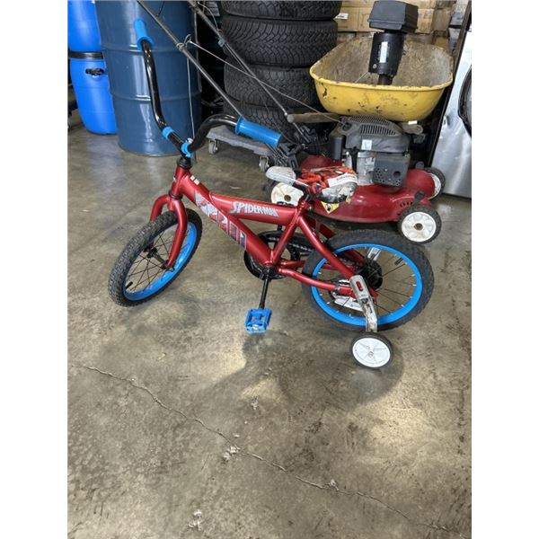 SPIDERMAN KIDS BIKE WITH TRAINING WHEELS