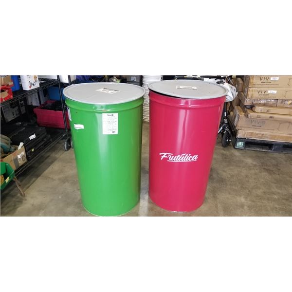 2 FOOD GRADE METAL DRUMS