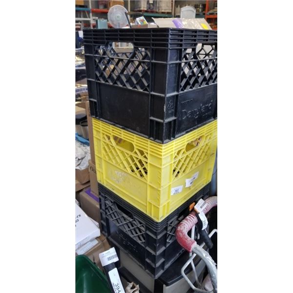 3 MILK CRATES AND STERILITE ORGANIZER