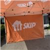 Image 3 : NEW 10FT X 10FT ULINE ALUMINUM FRAME POPUP CANOPY AND WALL WITH SKIP THE DISH BRANDING  AND CARRY BA