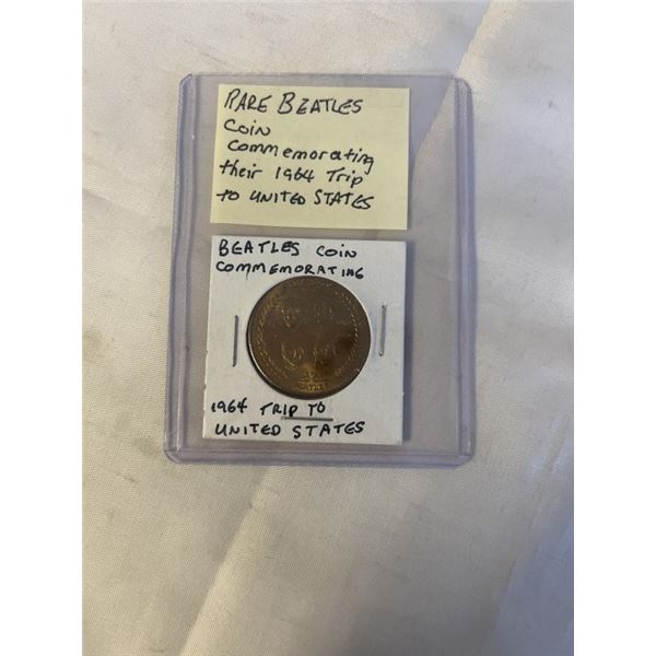 RARE BEATTLES COIN COMMEMORATING 1964 TRIP TO UNITED STATES