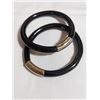 Image 1 : 2 BLACK LAQUER WOOD W/ SILVER BANGLE
