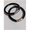 Image 2 : 2 BLACK LAQUER WOOD W/ SILVER BANGLE