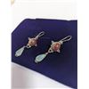 Image 1 : PAIR OF VINTAGE STERLING SILVER DANGLE EARRINGS W/ GENUINE GEM STONES