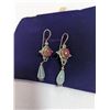Image 2 : PAIR OF VINTAGE STERLING SILVER DANGLE EARRINGS W/ GENUINE GEM STONES