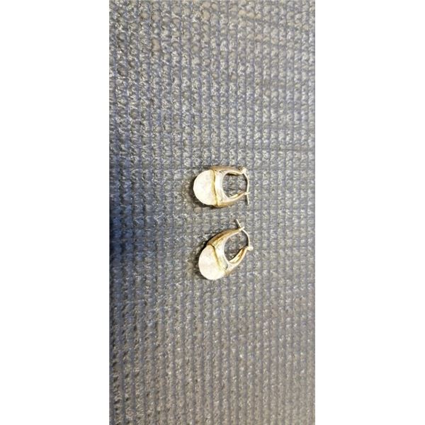 GOLD TONE ROCK CRYSTAL PAIR OF EARRINGS