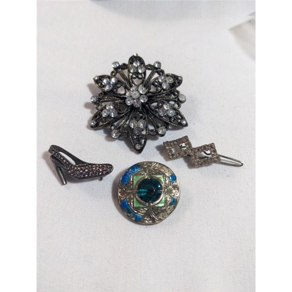 4 VINTAGE RHINESTONE JEWELRY