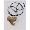 Image 1 : HAND CRAFTED TOOTH PENDANT W/ CORD CHAIN NECKLACE