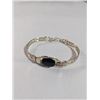 Image 1 : SILVER W/ BLACK ONYX STONE BANGLE BRACELET
