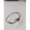 Image 2 : SILVER W/ BLACK ONYX STONE BANGLE BRACELET