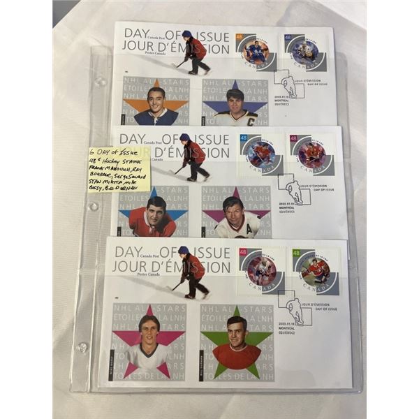 6 HOCKEY HEROS FIRST DAY ISSUE HOCKY STAMPS