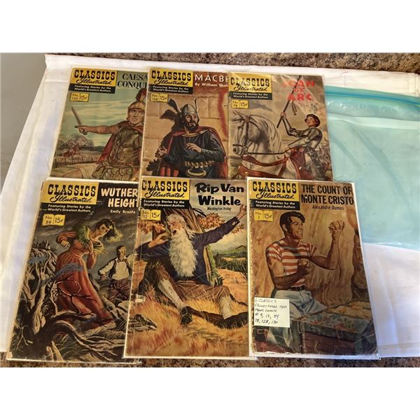 6 CLASSICS ILLUSTRATED 1950S TO 60S COMICS 3, 12, 59, 78, 128, 130