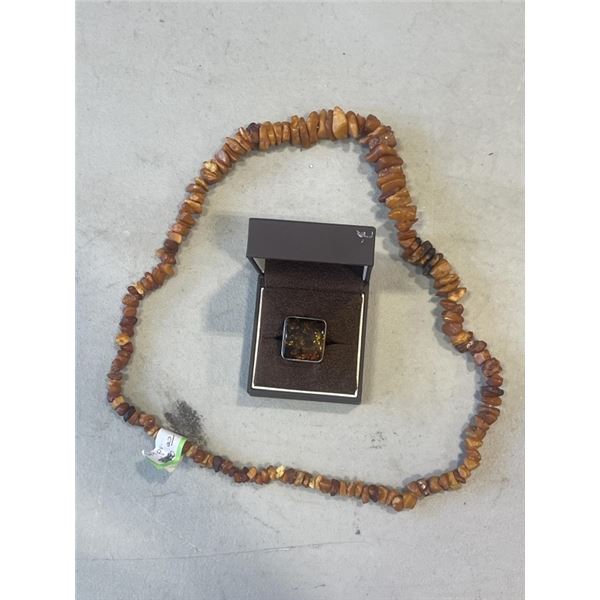 BALTIC AMBER NECKLACE AND DINNER RING
