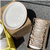 Image 2 : BOX OF NEW 13.25 PLATTERS AND 18 NEW BOWLS WITH CRATE OF DISHWARE