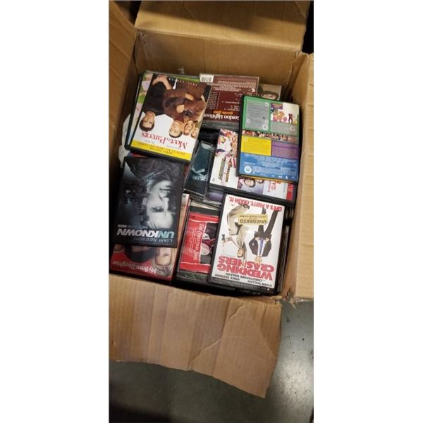 LARGE BOX OF DVDS AND CDS