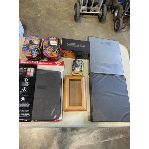 LOT OF BINDERS AND COLLECTOR CARDS, POKEMON, MAGIC, DISNEY, ETC