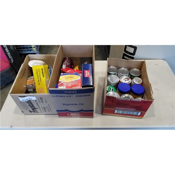 3 BOXES OF DRY GOODS AND CANNED ITEMS