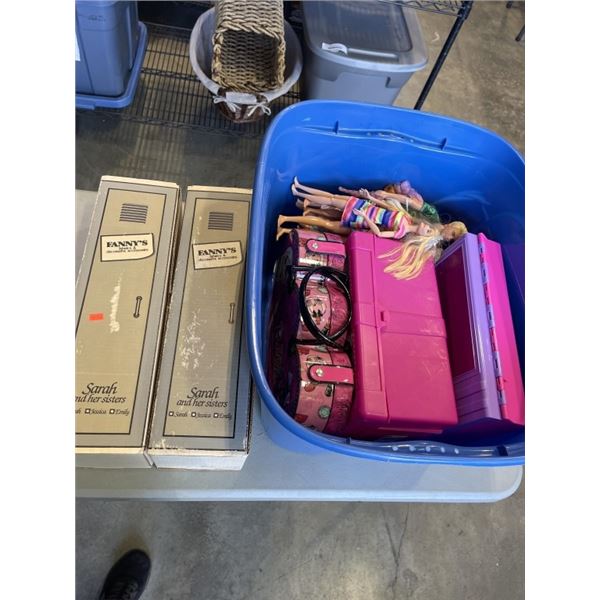TOTE OF BARBIES AND 2 LARGE DOLLS