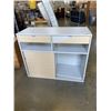 Image 1 : WHITE AND WOOD LOOK SERVING CABINET