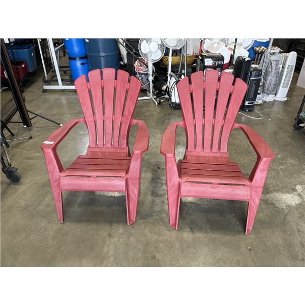 2 PLASTIC STACKING ADIRONDACK CHAIRS