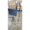Image 2 : MUSIC STAND, MIC STAND WITH MIC AND DALITE TRIPOD PROJECTOR SCREEN