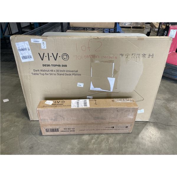 VIVO DARK WALNUT 48"X30" TABLE TOP AND VIVO BLACK ELECTRIC SINGLE MOTOR DESK FRAME